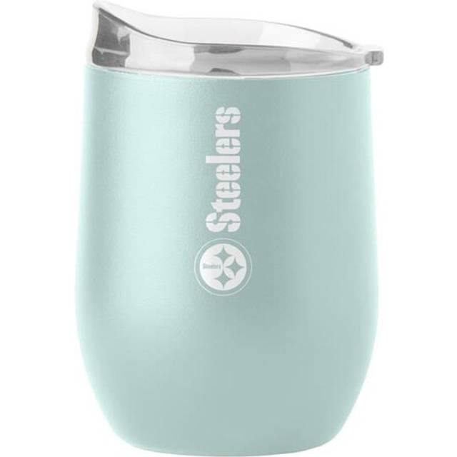Logo Brands 625-S16PB-COV-50 Pittsburgh Steelers 16 oz Vertical Powder Coat Curved Beverage