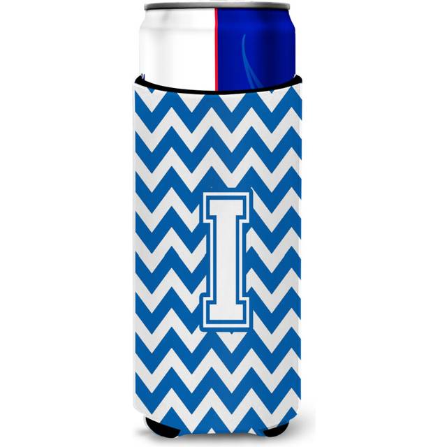 Letter I Chevron Blue and White Ultra Beverage Insulators for slim cans CJ1045-IMUK