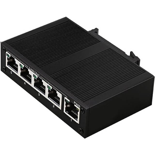 5 Port 100Mbps Network Switch Ethernet Industrial Grade Unmanaged Rail Type Splitter