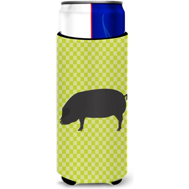 Caroline's Treasures Devon Large Black Pig Green Decorative Can Hugger  Slim  Multicolor