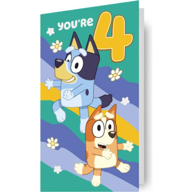 Bluey Age 4 Birthday Card With Stickers Included