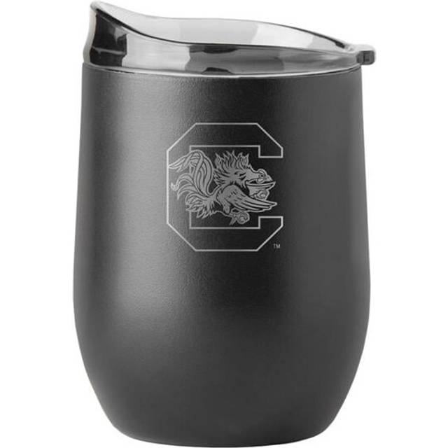 Logo Brands 208-S16PB-BLK-9 South Carolina 16 oz Black Etched Powder Coat Curved Beverage