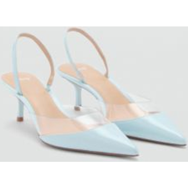 Heeled shoes with vinyl panel blue - Woman - 7 - MANGO - Blue