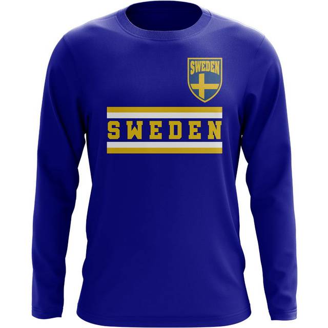Sweden Core Football Country Long Sleeve T-Shirt (Royal) Men's Dark Blue Polyester UKSoccershop