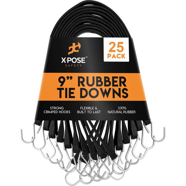 Rubber Bungee Cords with Hooks 25 Pack 9 Inch (14  Max Stretch) Heavy-