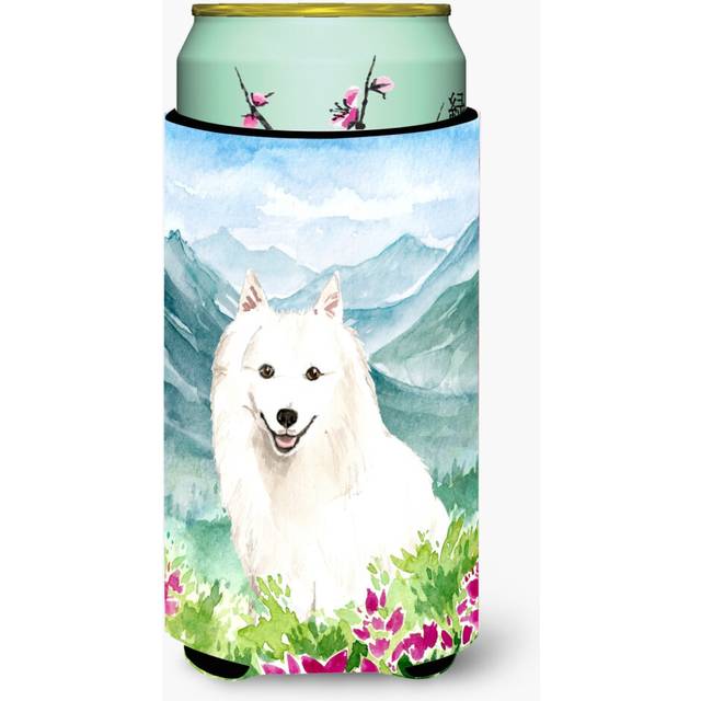 Caroline's Treasures CK2533TBC Mountain Flowers Japanese Spitz Tall Boy Hugger cold-beverage-koozies  Multicolor