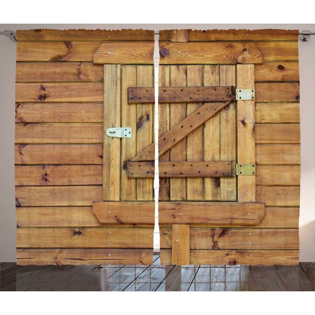 Ambesonne Shutters Curtains  Closed Wooden Shutters Plank Rough Grunge Countryside Classical Design Print  Living Room Bedroom Window Drapes 2 Panel S