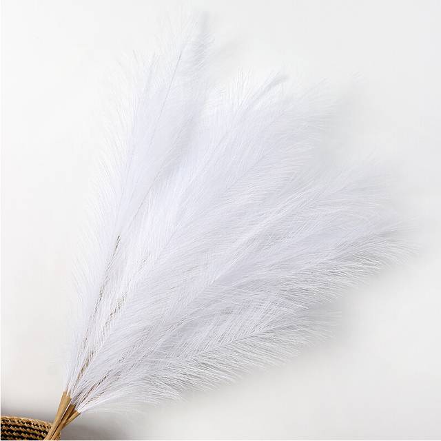 (WHITE, 90cm) 1Pcs Artificial Pampas Grass Fake Reeds Decor Vase Fillers Everlasting Flower Decor