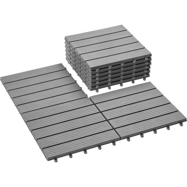 PrimeZone 9 PCS Plastic Interlocking Patio Deck Tiles  12 x 12 Waterproof Indoor Outdoor Flooring  Patio Floor Decking for