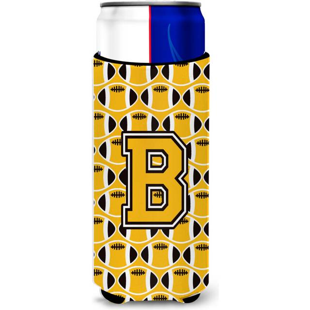 Letter B Football Black  Old Gold and White Ultra Beverage Insulators for slim cans CJ1080-BMUK