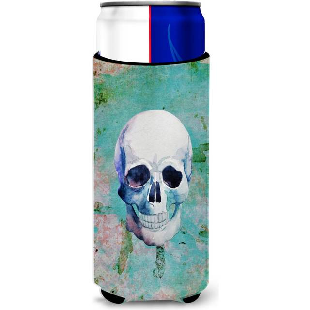 Caroline's Treasures Day of The Dead Teal Skull Michelob Ultra Hugger For Slim Cans  Slim Can  Multicolor