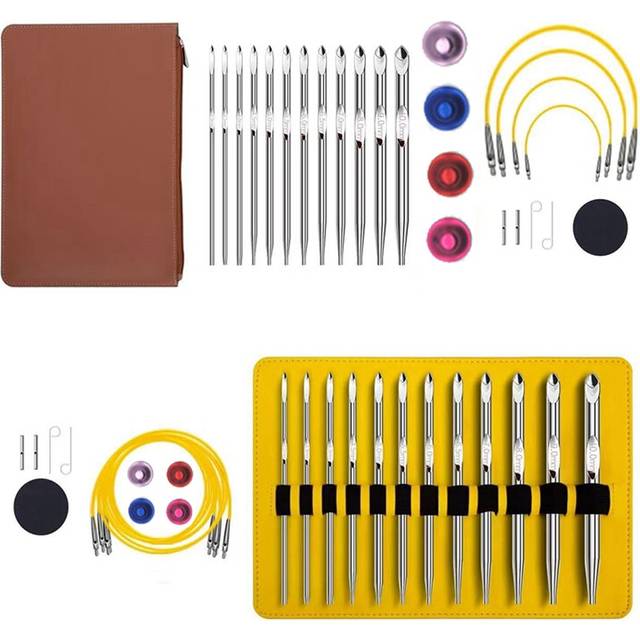 Tunisian Crochet Hook Set with Cable Aluminium Interchangeable 26 Pcs
