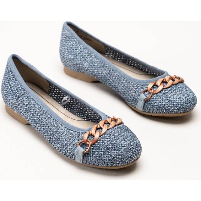 Jana - Blå ballerina i textil storlek 37 - Denim (37)