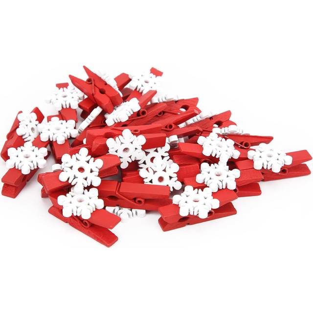100pcs Clothes Pins Mini Cute Decorative Wooden Clips With Snowflake Pattern for Clothes Photos