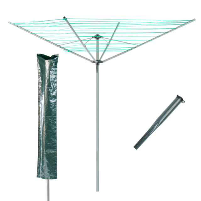 Kct 4 arm outdoor rotary washing line clothes airer with cover and ground spike