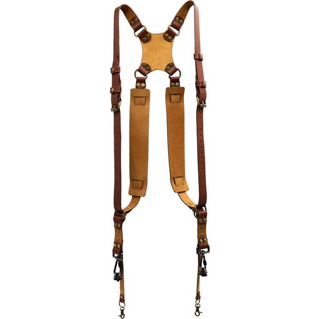Camera Strap Leather Double Shoulder Harness Photography Gear for DSLR/SLR (Brown)