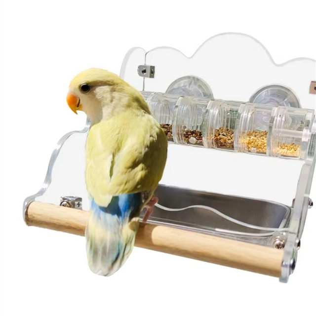 Parakeet Feeders Splash Proof Bird Dishes Food Dispenser Rotating Dish Feeder for Cage