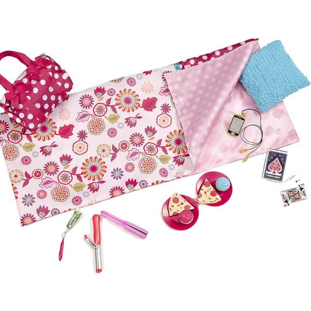 "Our Generation Sleepover Set with Sleeping Bag for 18"" Dolls Polka Dot Sleep Party"