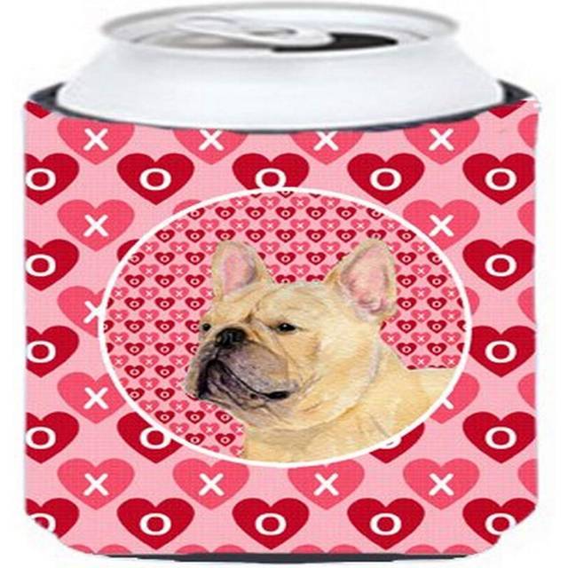 Caroline's Treasures SS4485CC French Bulldog Hearts Love and Valentine's Day Portrait Can or Bottle Hugger Cooler Washable Drink Sleeve Collapsible Be