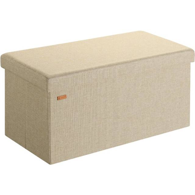 Foldable Ottoman Chest Bench with Padded Lid 100/131 Litres Capacity l - Beige (de) - Casaria