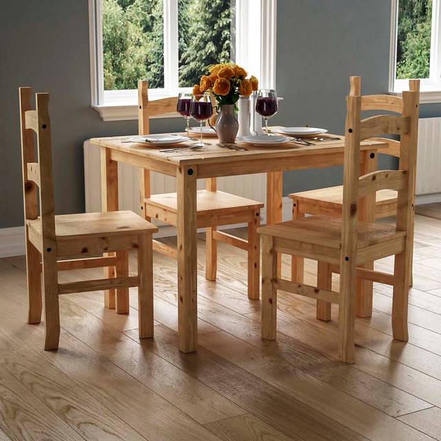 Vida Designs Corona 4 Seater Dining Set Pine - Brown
