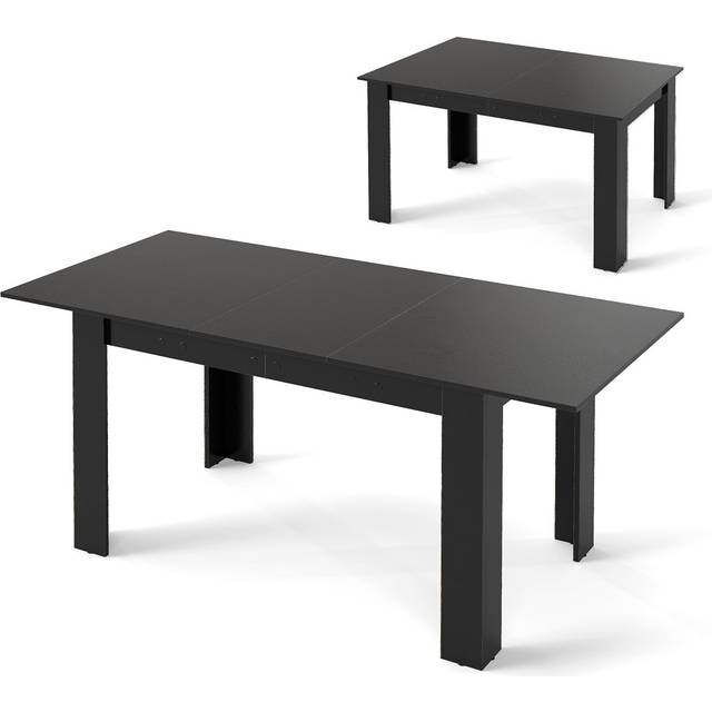 Extendable Dining Table with Adjustable Tabletop-Black