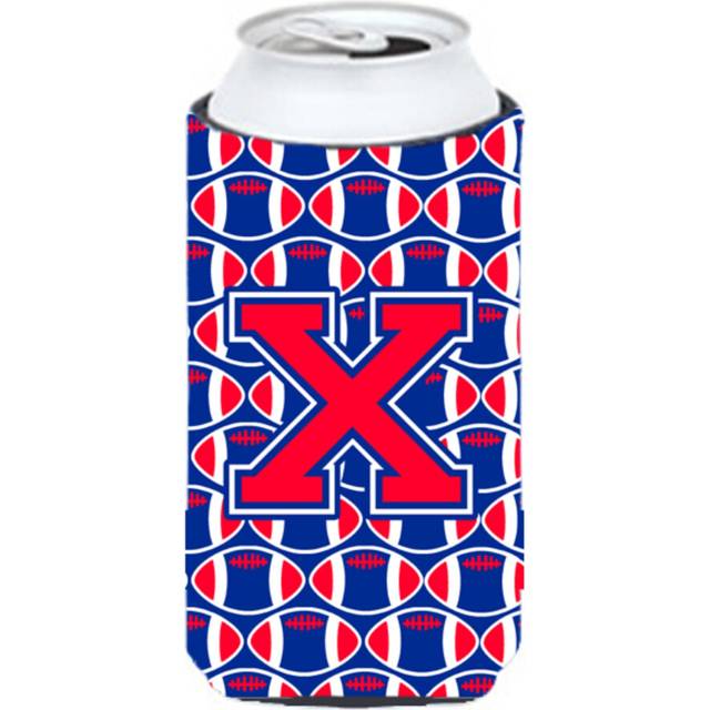 Letter X Football Crimson and Yale Blue Tall Boy Beverage Insulator Hugger CJ1076-XTBC
