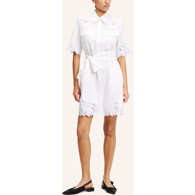 Karl Lagerfeld, Cut-out Embroidery Shirt Dress, Woman, White, Size: 8