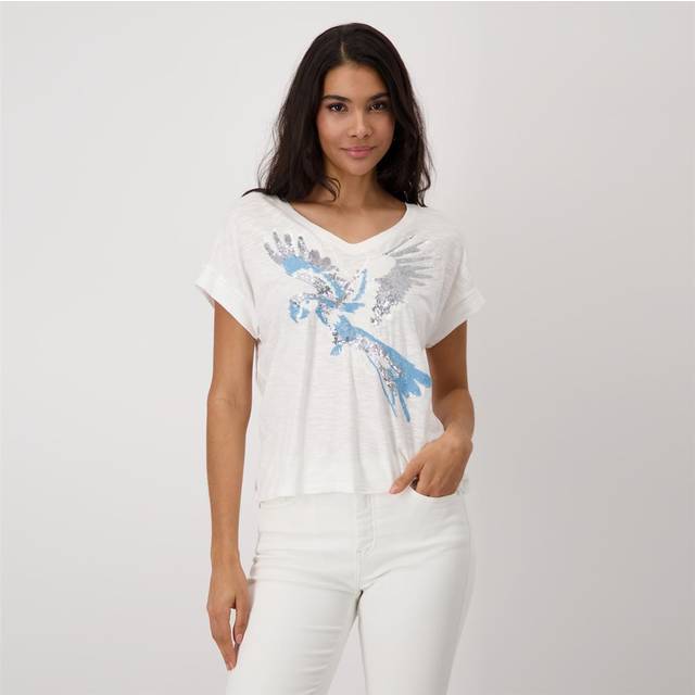 Monari T-Shirt With Sequin Parrot Off White