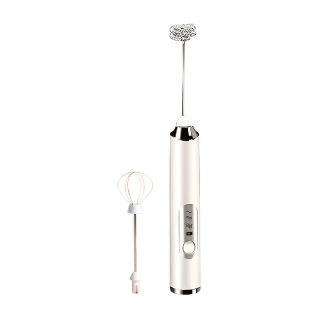 Electric Milk Frother Mini Handheld Egg Beater Coffee Frother White