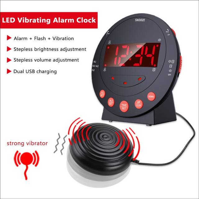 LED Flashing Light Clock Stepless Volume Adjustment Electronic Alarm Clock Digital Desk Powerful Vibration Clocks