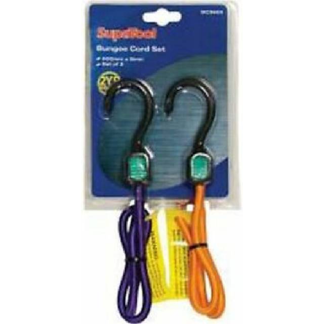 (90 x 0.8cm, Orange/Purple) SupaTool Bungee Cord Set With Plastic Hooks (Pack Of 2)