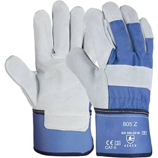 DOJA Barcelona Fabric Leather Work Gloves 3 Pairs Protective Leather Gloves Size 9/L Mechanic Gloves Men/Women Gardening Gloves Thorn Resistant Cut