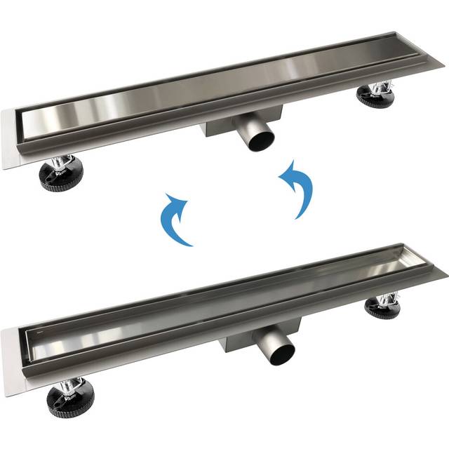 (60cm) 60-80cm Stainless Steel 2 in 1 Linear Shower Drain