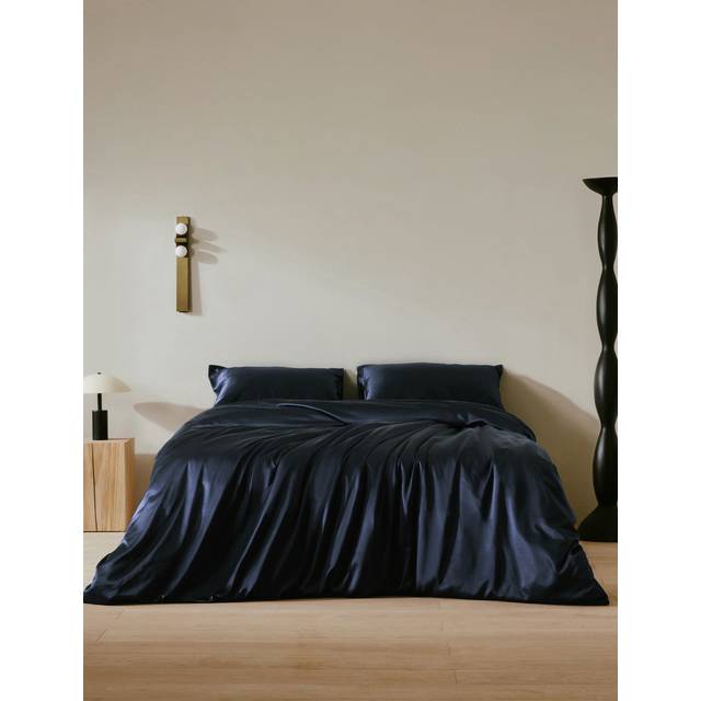 LILYSILK Silk Sheets Navy Blue UK Pure Silk Naturally Hypoallergenic Silk Bed Set Super-King