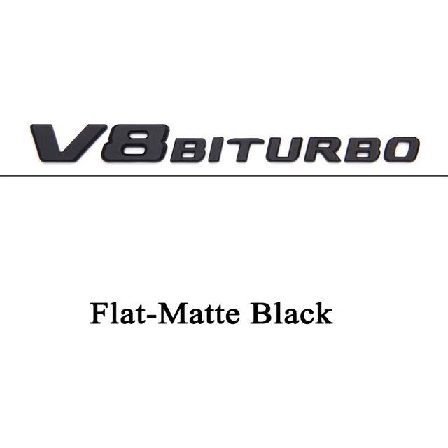 (17-22 Matt Black) 3d ABS Letters Car Styling Fender Side Logo V8 BITURBO Emblem Badge For
