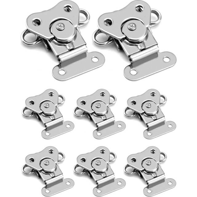 "QWORK Stainless Steel Twist Latch  8 Pack 2"""""""" x 1-1/2"""""""" Latches with Keeper and Spring Butterfly Draw Latch for Case Box"