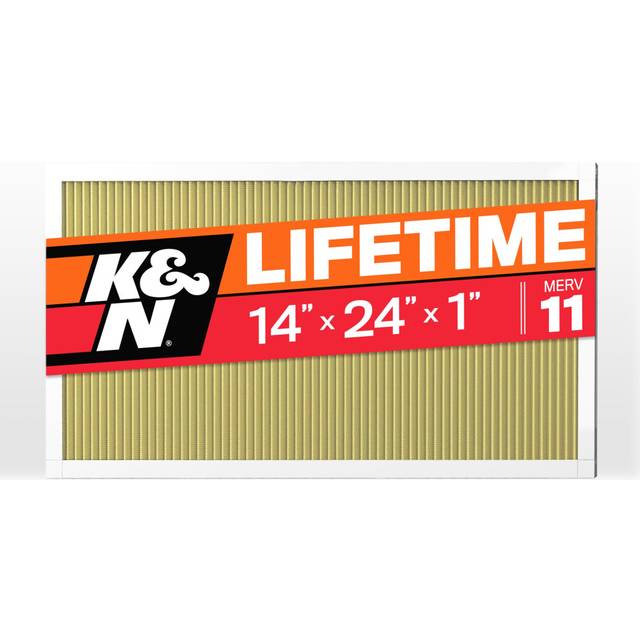 K&N 14x24x1 HVAC Furnace Air Filter  Lasts a Lifetime  Washable  Merv 11  the Last HVAC Filter You Will Ever Buy  Breathe Safely at Home or in the Off