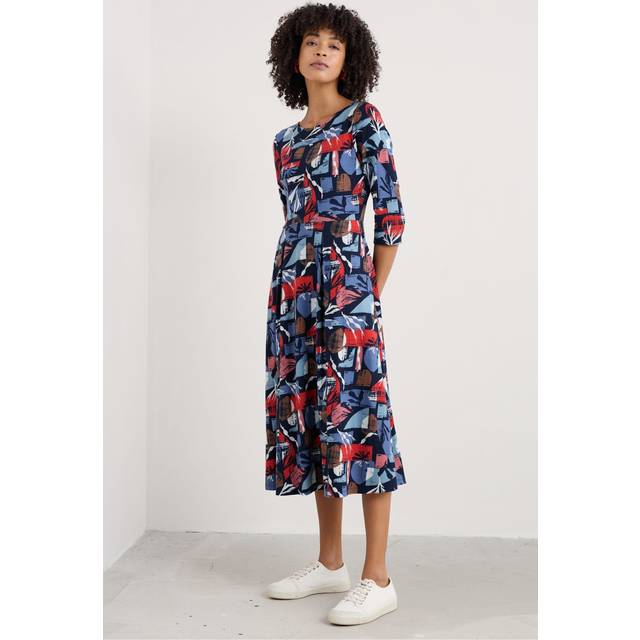 Wild Bouquet 3/4 Sleeve Midi Dress - Marine Forms Mussel