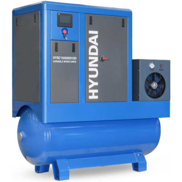 Hyundai 15hp 500L Permanent Magnet Screw Air Compressor with Dryer and Variable Speed Drive | HYSC150500DVSD