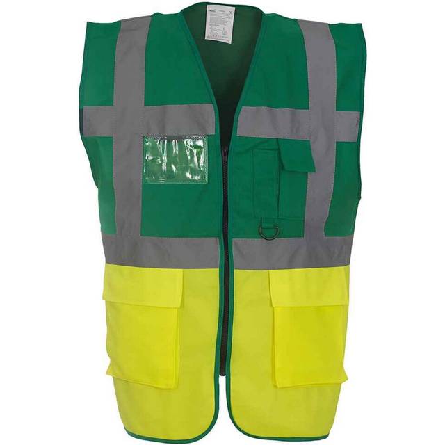 (3XL, Paramedic Green/Yellow) Yoko Unisex Adult Executive Hi-Vis Waistcoat