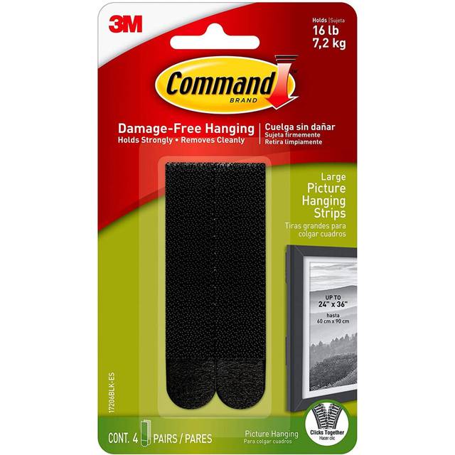 Command 17206BLK Large Picture Hanging Strips-Black, 4 Pairs