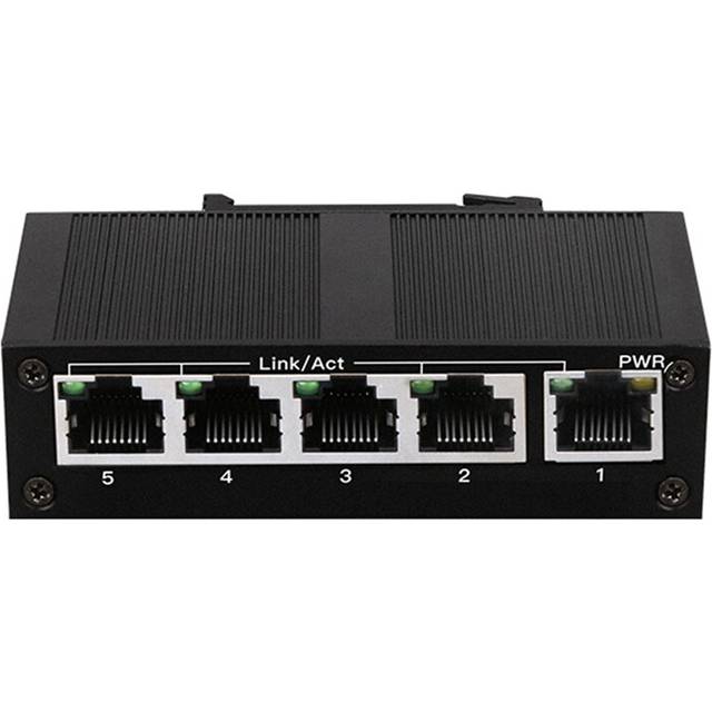 5 Port 100Mbps Network Switch Ethernet Industrial Grade Unmanaged Rail Type Splitter EU Plug