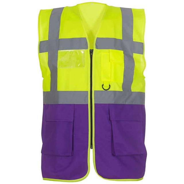 (XL, Yellow/Purple) Yoko Unisex Adult Executive Hi-Vis Waistcoat