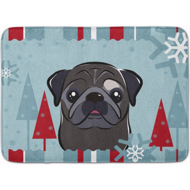 Caroline's Treasures Winter Holiday Black Pug Floor Mat  19 x 27  Multicolor