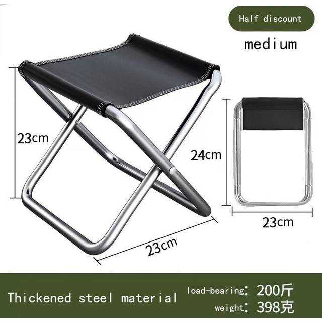 (Half Fold Medium) 1pc Oxford cloth Outdoor Portable, Ultra light,Multi functional stool,Sturdy Folding Stools For Travel Camping