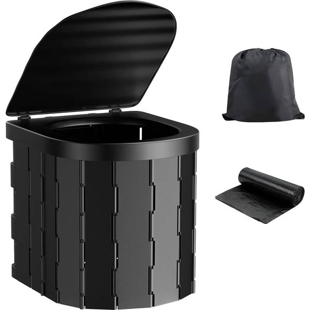 Portable Toilet for Camping Folding with Lid, Waterproof Porta Potty Car Bucket