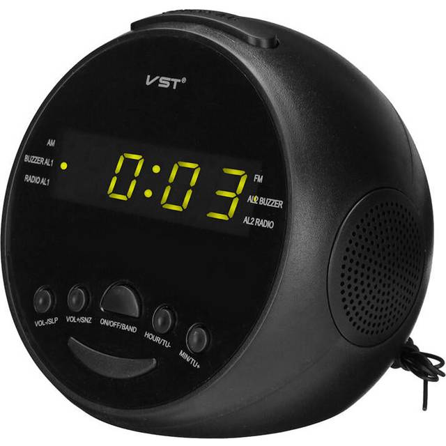 "(Yellow+Green) Multifunctional LED Digital Display Alarm Clock DC 5V AM/FM Dual Channel 0.6"" LED Clock Radio Alarm Clock Desktop Table Clock"