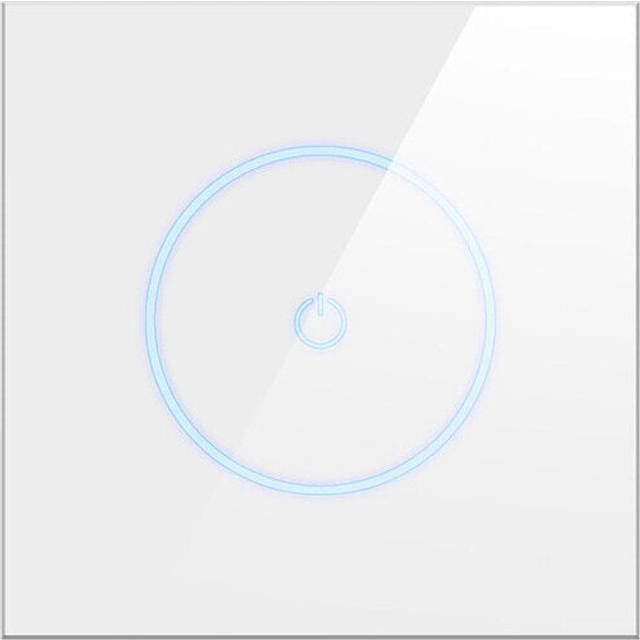 (1 Gang White) WiFi Smart Home Control 10A Smart House Light Wall Switch Wireless Touch Switches Remote Controller Voice Control Via Google Home Alexa