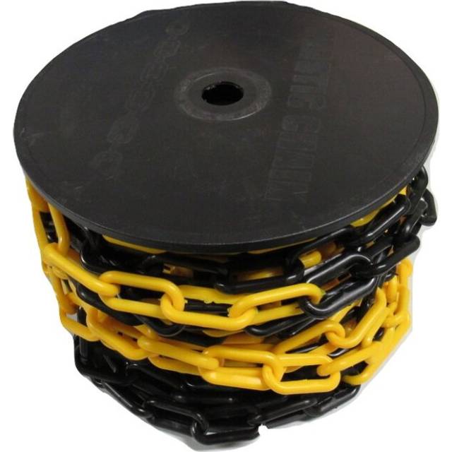 Plastic Safety Barrier Chain Fence 8MM X 25M Black Yellow (Decorative)